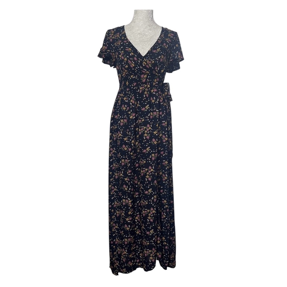 Patrons Of Peace Navy Floral Wrap Maxi Dress